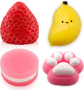 Taba Squishy Toy Set, 4Pcs Sensory Squeeze Fidget Toys Kids Adults | TPR Material, Soft Squeeze Sensory Play, Stress Relief, Washable Reusable, Kids Adults, Party Favors