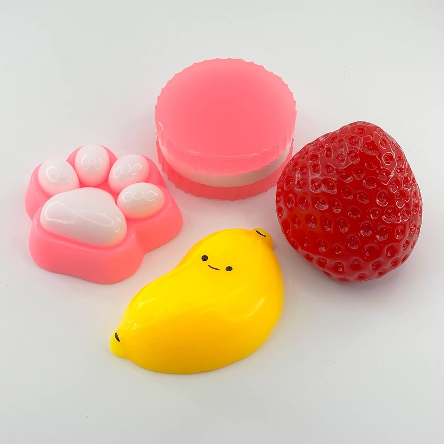 Taba Squishy Toy Set, 4Pcs Sensory Squeeze Fidget Toys Kids Adults | TPR Material, Soft Squeeze Sensory Play, Stress Relief, Washable Reusable, Kids Adults, Party Favors