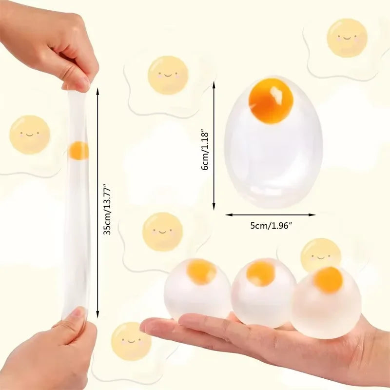 Funky Egg Squishy Ball - Clear Stress Relief Toy for Kids & Adults Anxiety Reducer, Squeeze Splat Sensory Fidget Toys