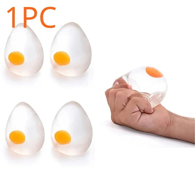Funky Egg Squishy Ball - Clear Stress Relief Toy for Kids & Adults Anxiety Reducer, Squeeze Splat Sensory Fidget Toys