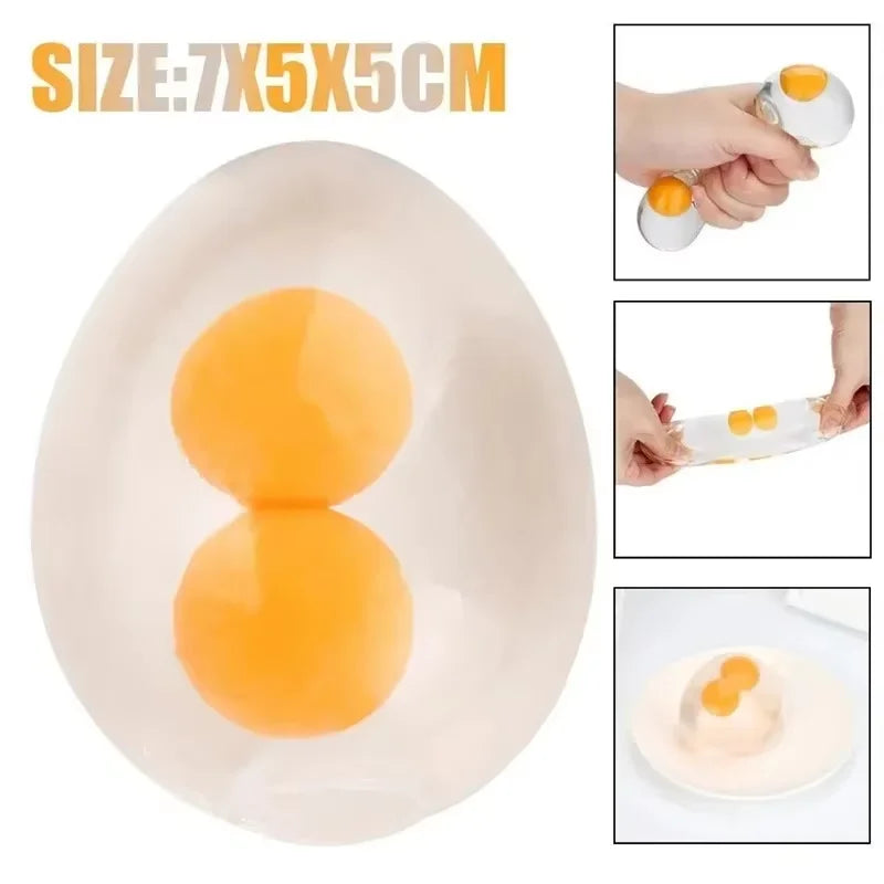 Funky Egg Squishy Ball - Clear Stress Relief Toy for Kids & Adults Anxiety Reducer, Squeeze Splat Sensory Fidget Toys