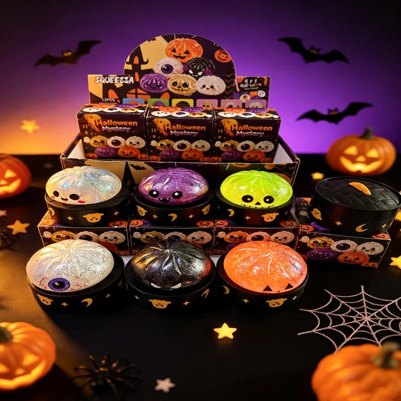 In Stock Halloween Dumpling Squishy With Steamer Box 8.5cm Maltose Squeeze Toy Relieve Stress for Adult Anti-Anxiety Gift