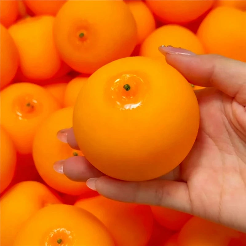 Orange Crunchy Squishy No Rebound Stress Ball Crispy Squeeze Toy Round Blocks Filled Fidget Toy ASMR Sensory Stress Relief Toys