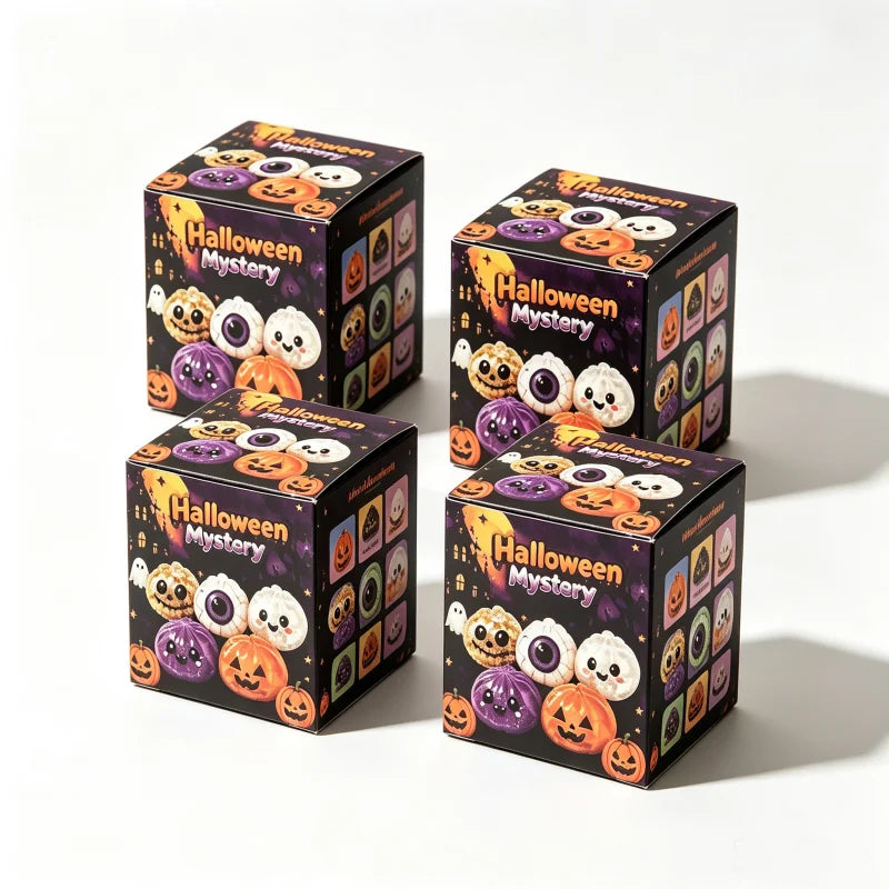 In Stock Halloween Dumpling Squishy With Steamer Box 8.5cm Maltose Squeeze Toy Relieve Stress for Adult Anti-Anxiety Gift