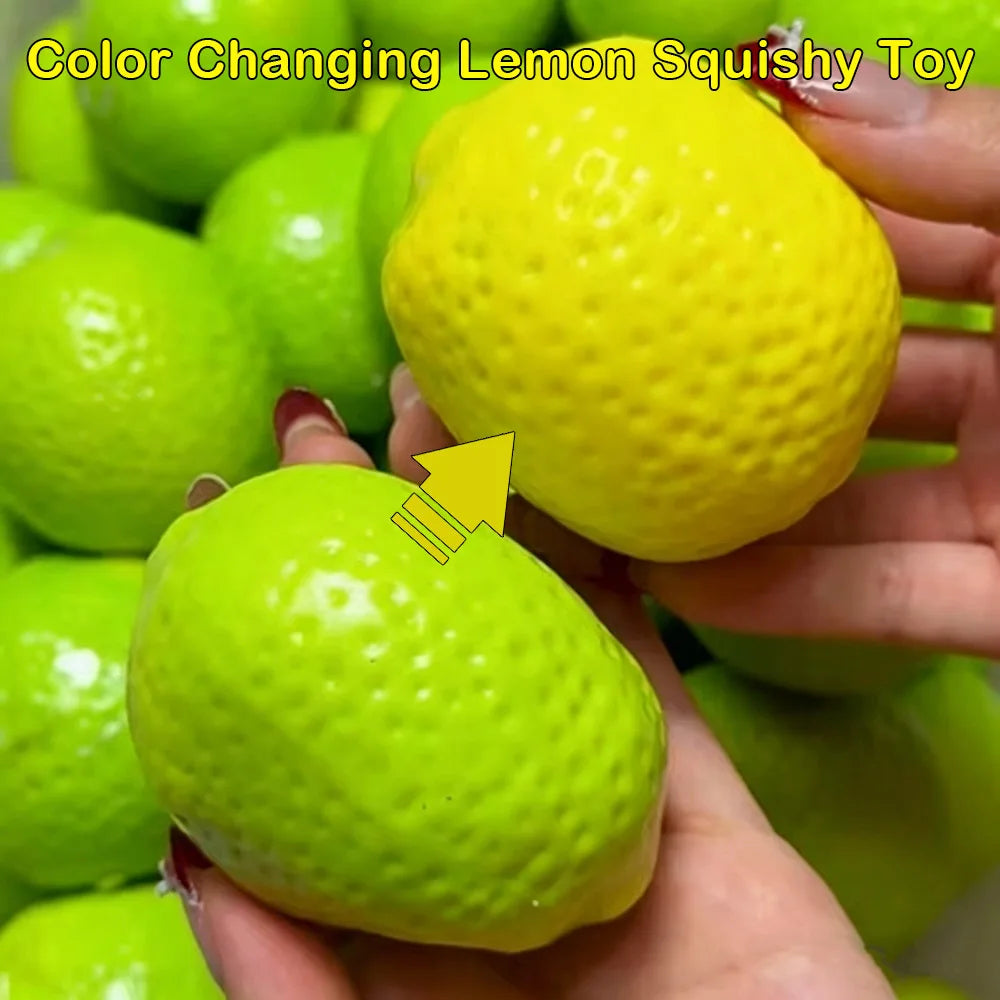 Handmade Crispy Lemon Stress Ball Squeeze Toy, Color-Changing Crunchy Mango Squishy Fidget Toy, ASMR Sensory Stress Relief Toy