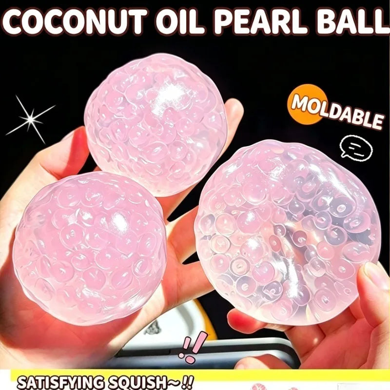 Coconut Oil Pearl Ball Squishy Caviar Bead Fidget Toy Squeeze Stress Relief Mochi Squishy Sensory Decompression Toy for Adults