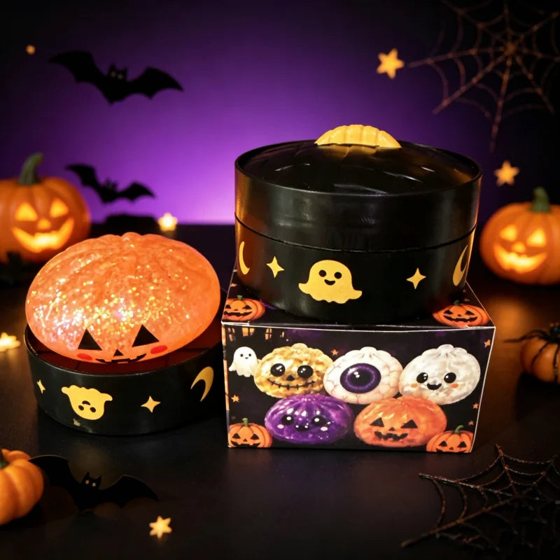 In Stock Halloween Dumpling Squishy With Steamer Box 8.5cm Maltose Squeeze Toy Relieve Stress for Adult Anti-Anxiety Gift