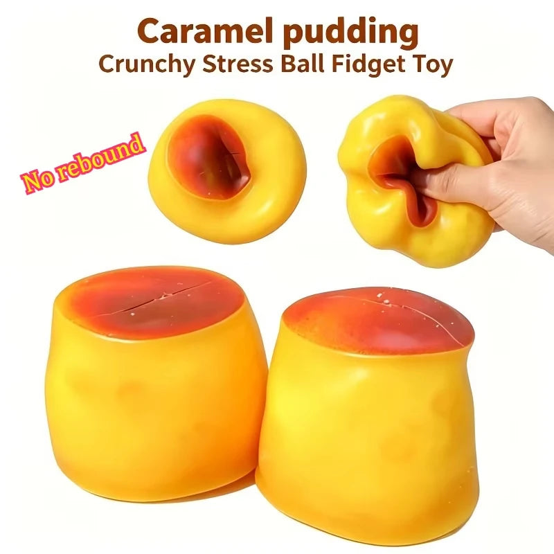Crunchy Squishy Caramel Pudding DIY Handmade Squeezing Toy Crispy Crunchy Non-rebound Squeeze Stress Relief Toy for Adults Gift