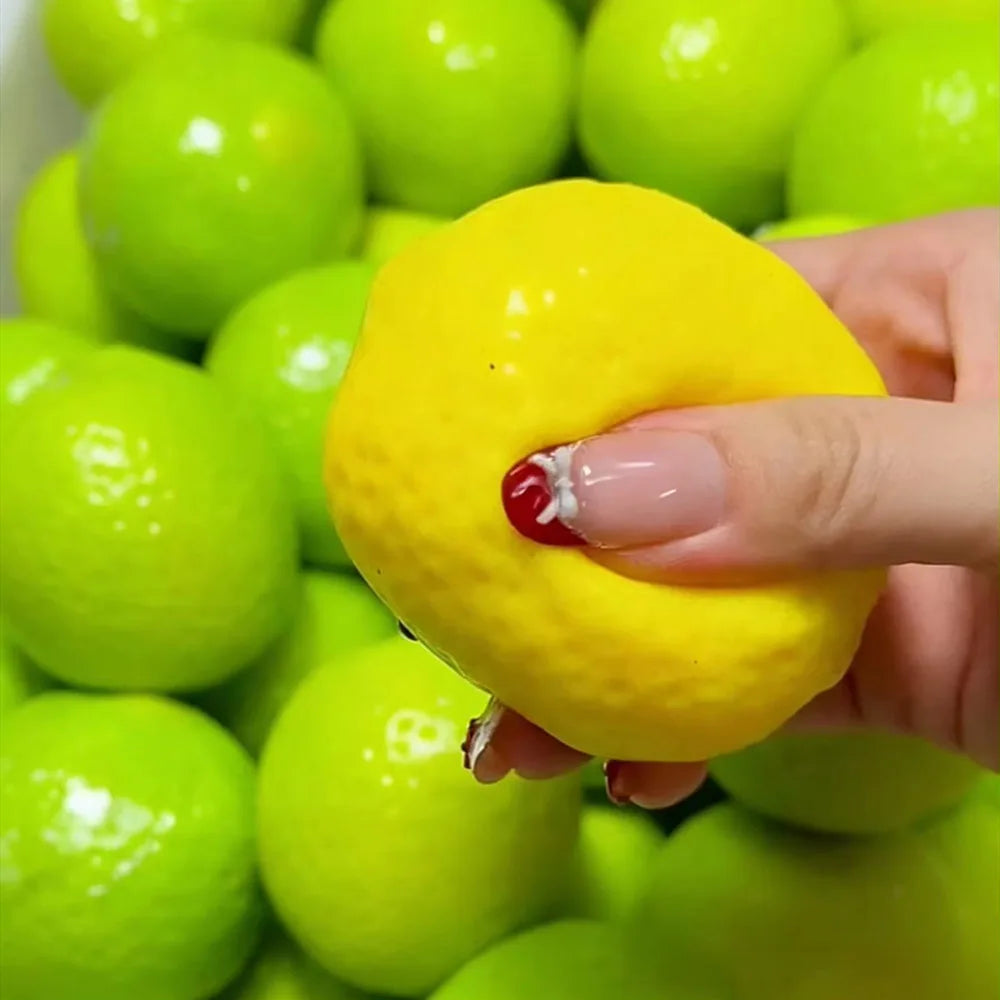 Handmade Crispy Lemon Stress Ball Squeeze Toy, Color-Changing Crunchy Mango Squishy Fidget Toy, ASMR Sensory Stress Relief Toy