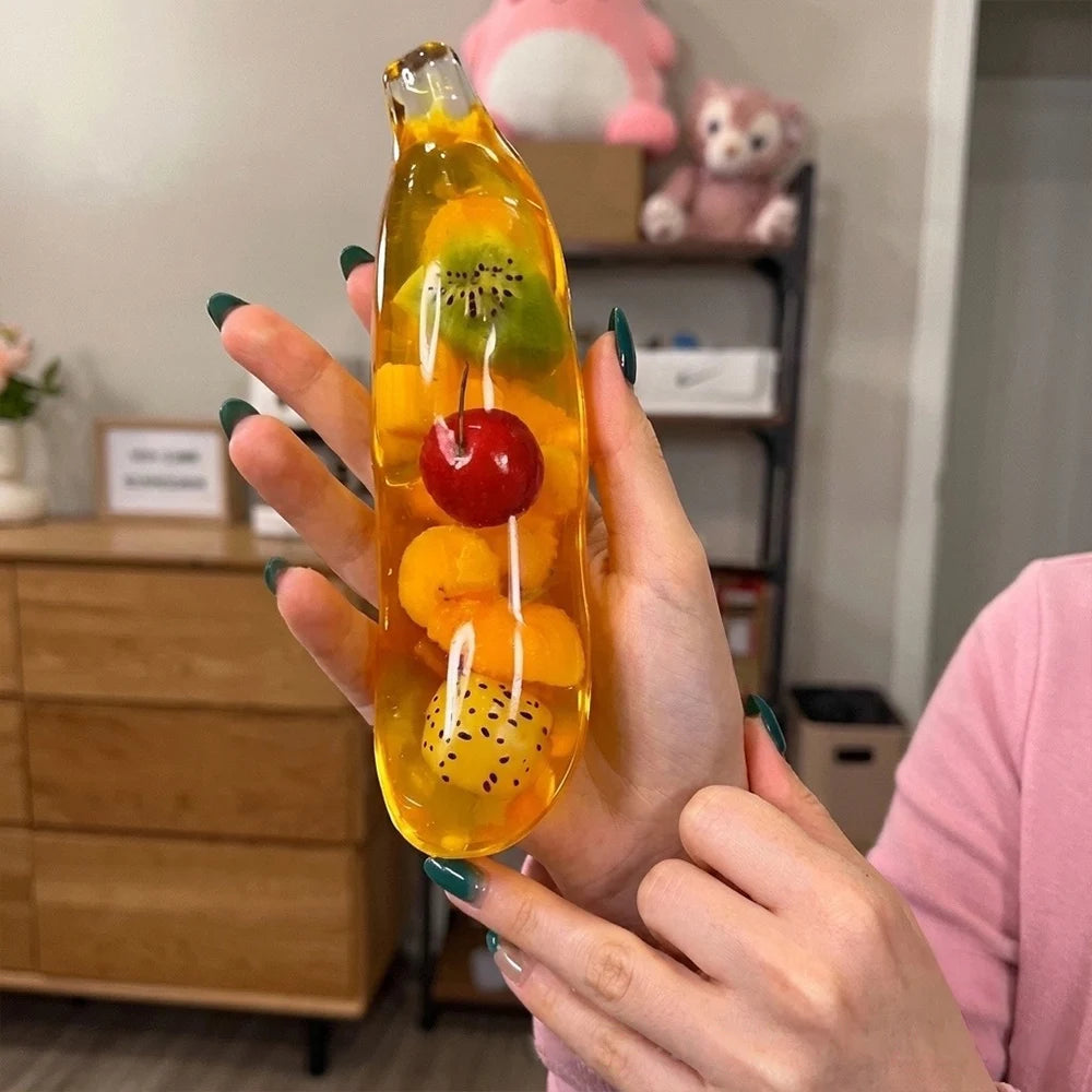 Jelly Squishy Banana Fruit Toy Stress Relief Cute Nice Ball Clear Sensory Fidget Toys Pinching Relieving Puzzle Gift For Kid