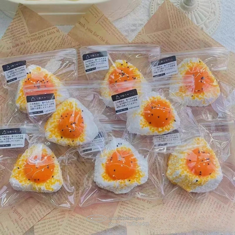 Egg Yolk Squishy Toy - Food-Safe Silicone Stress Ball, Kawaii Rice Ball Popping Fidget Sensory Toy for Anxiety & Focus