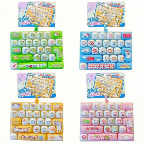 26 Grid Keycap Clicker Fidget Toy Mini Keyboard Stress Relief Decompression Portable Cartoon Keychain Gift
