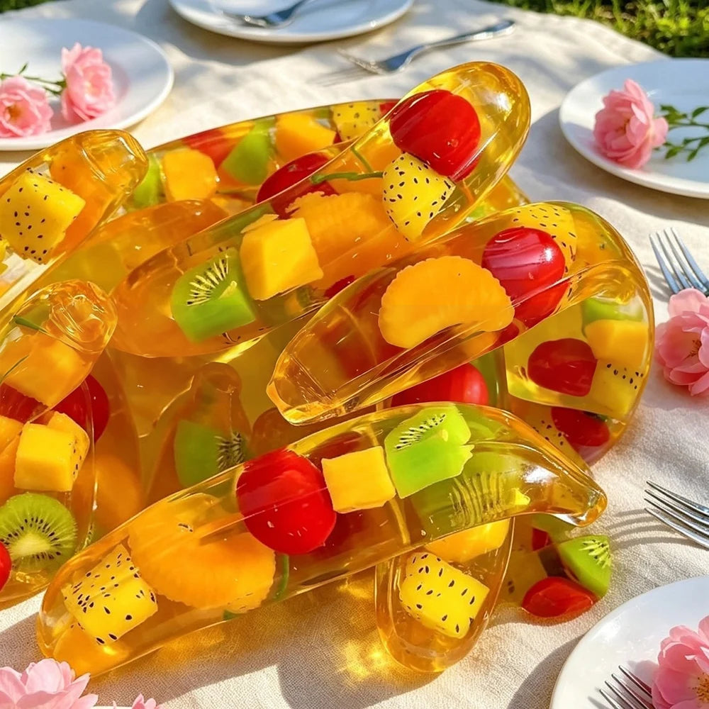 Jelly Squishy Banana Fruit Toy Stress Relief Cute Nice Ball Clear Sensory Fidget Toys Pinching Relieving Puzzle Gift For Kid