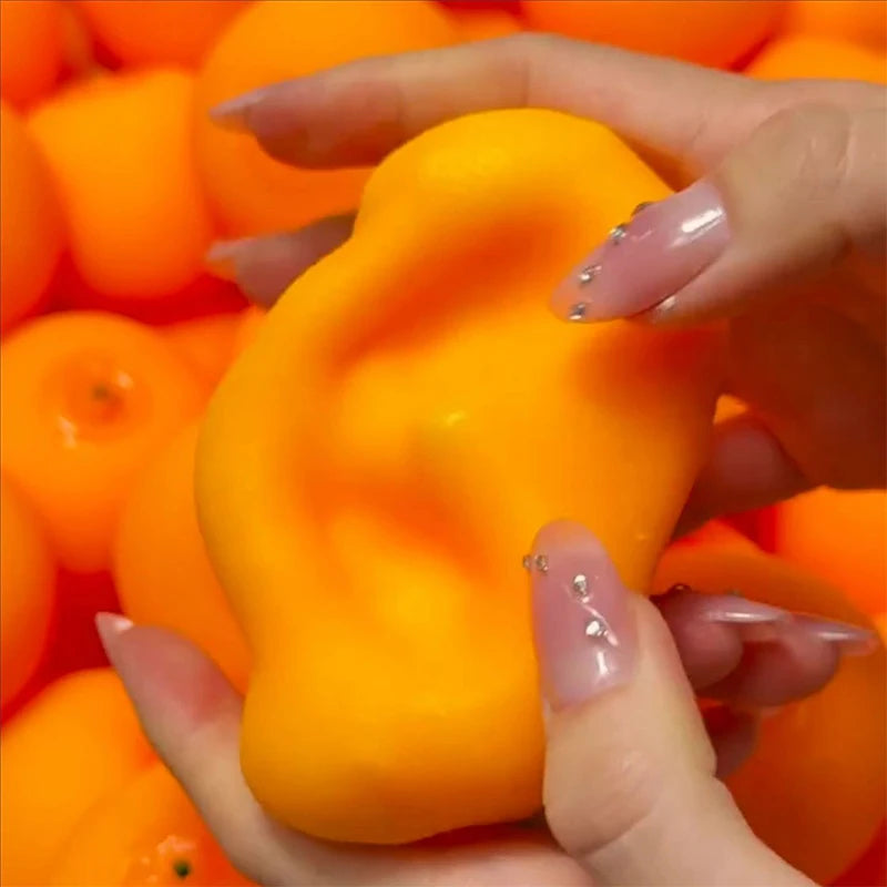 Orange Crunchy Squishy No Rebound Stress Ball Crispy Squeeze Toy Round Blocks Filled Fidget Toy ASMR Sensory Stress Relief Toys
