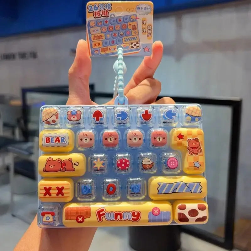 26 Grid Keycap Clicker Fidget Toy Mini Keyboard Stress Relief Decompression Portable Cartoon Keychain Gift