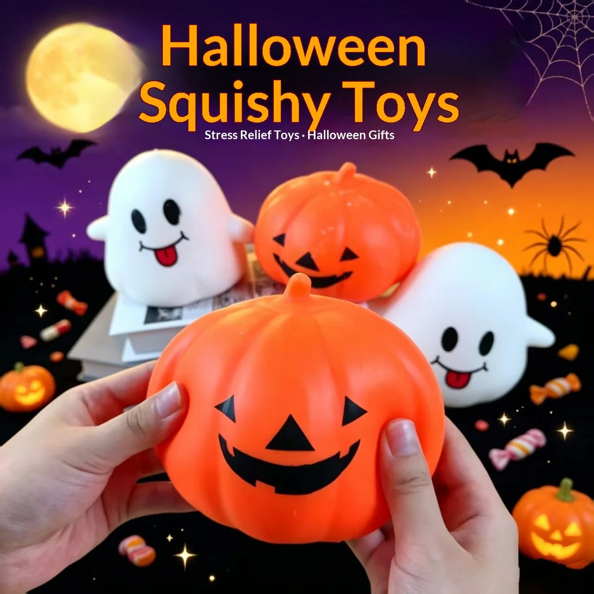 Halloween Pumpkin Squishy Slow Rising Stress Relief Fidget Decompression Sensory Toy