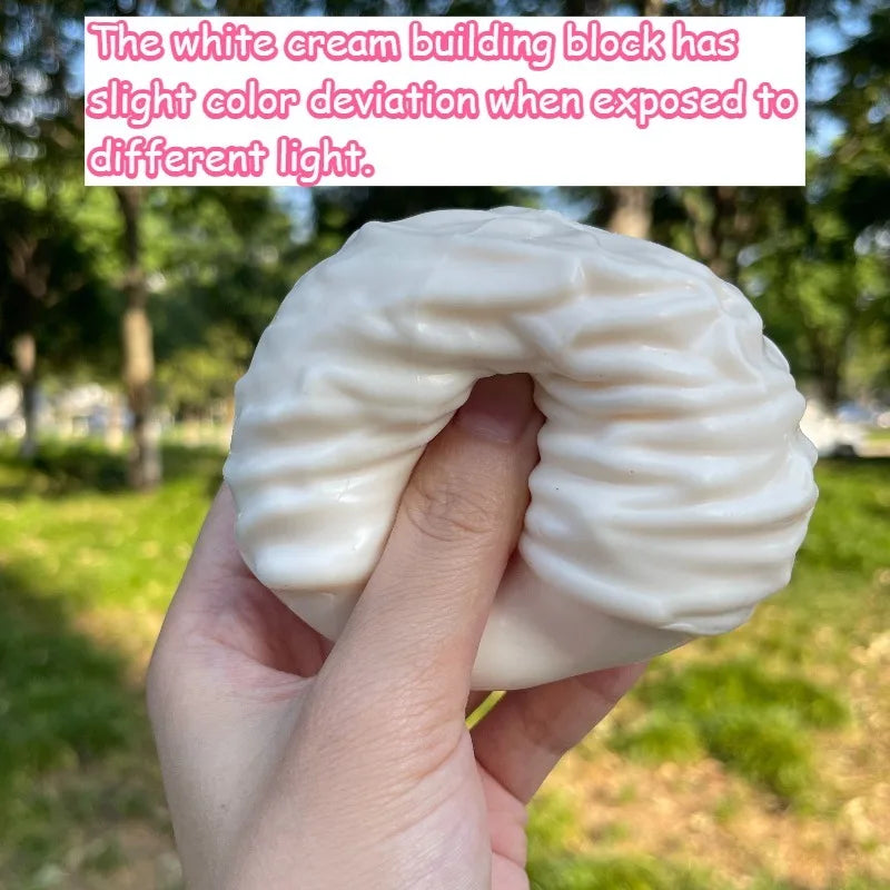 Crunchy Cream Building Block Squishy Toy Soft Ice Cream Stress Relief Squeeze Toy Crispy Sound Pinch Fidget Toy Gift for Adults
