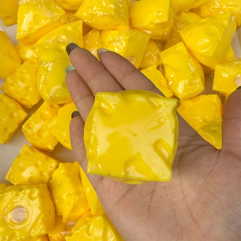 Cheese Stress Ball Crunchy Squeeze Ball Squishy Toy Round Blocks Filled Fidget Toy ASMR Sensory Anti Stress Relief Toy for Adult