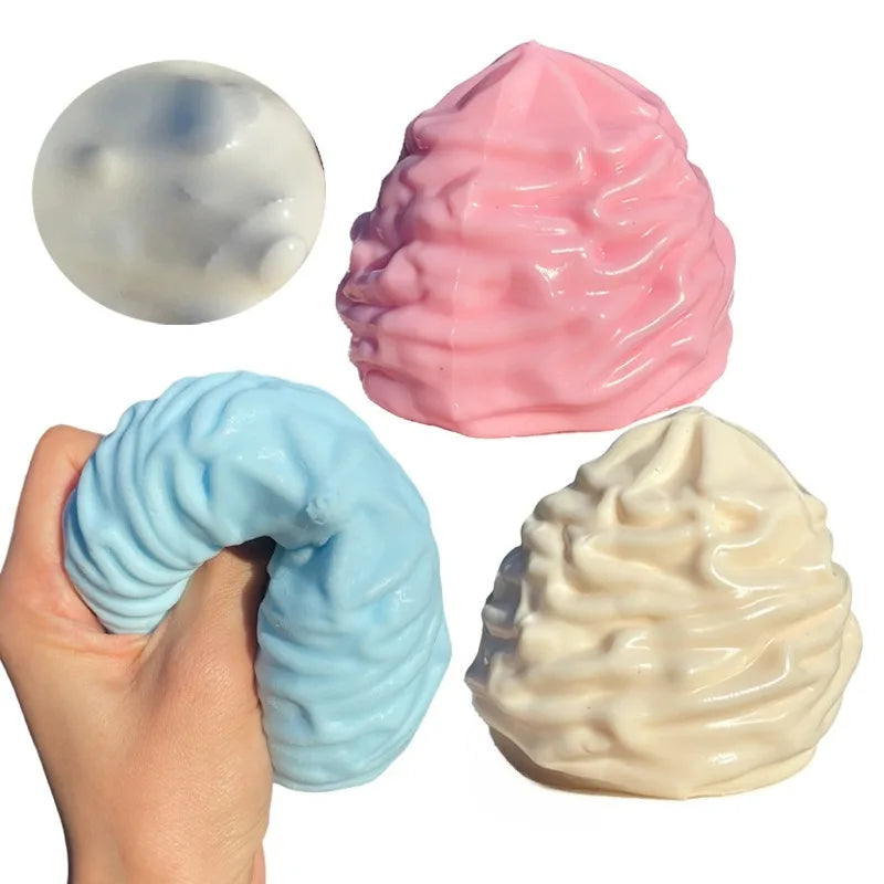 Crunchy Cream Building Block Squishy Toy Soft Ice Cream Stress Relief Squeeze Toy Crispy Sound Pinch Fidget Toy Gift for Adults