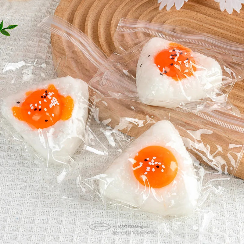 Egg Yolk Squishy Toy - Food-Safe Silicone Stress Ball, Kawaii Rice Ball Popping Fidget Sensory Toy for Anxiety & Focus