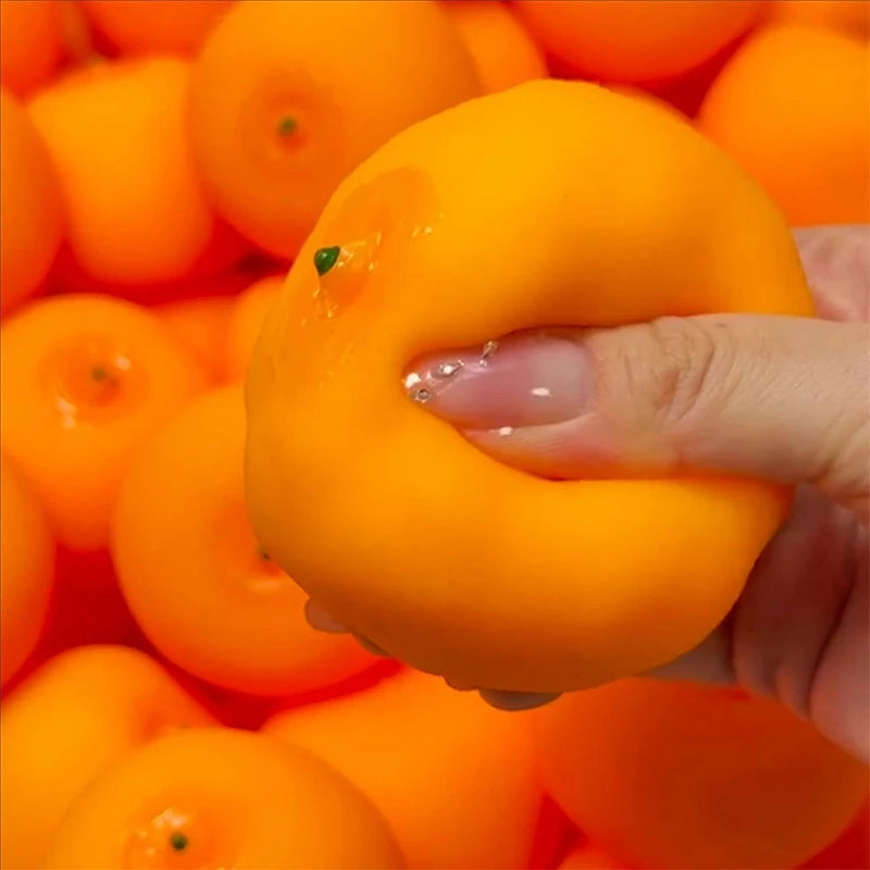 Orange Crunchy Squishy No Rebound Stress Ball Crispy Squeeze Toy Round Blocks Filled Fidget Toy ASMR Sensory Stress Relief Toys