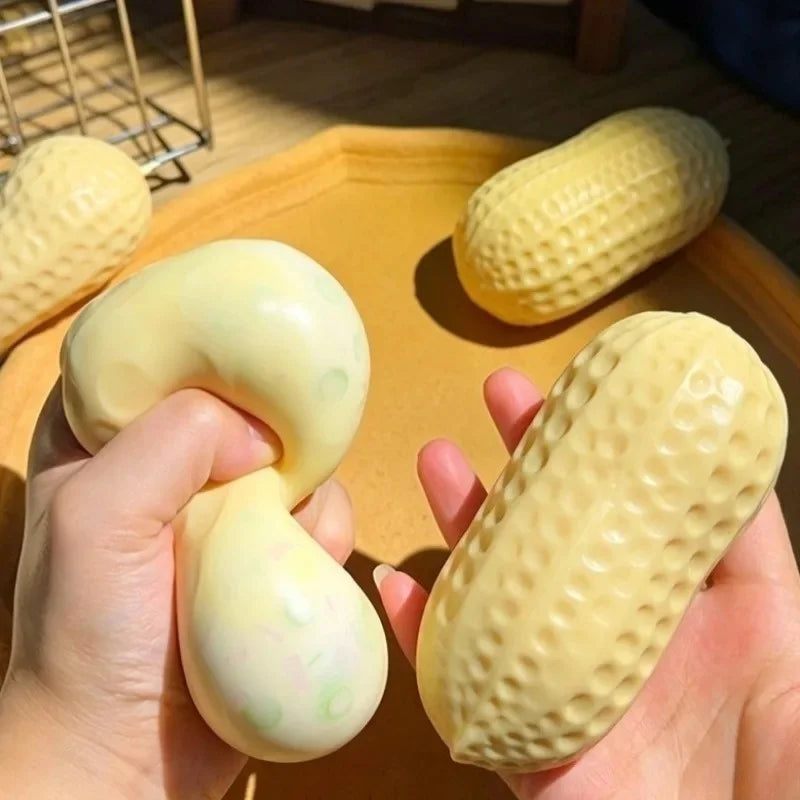 Crunchy Peanut Squishy Toys, Slow Rising Squeeze Fidget Toys for Anxiety Relief Realistic Food Stress Balls Birthday Gifts