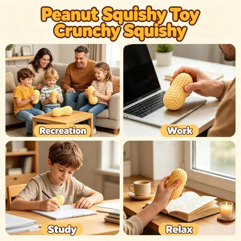 Crunchy Peanut Squishy Toys, Slow Rising Squeeze Fidget Toys for Anxiety Relief Realistic Food Stress Balls Birthday Gifts