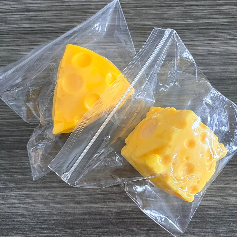 Cheese Stress Ball Crunchy Squeeze Ball Squishy Toy Round Blocks Filled Fidget Toy ASMR Sensory Anti Stress Relief Toy for Adult