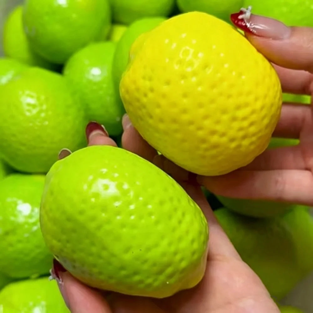Handmade Crispy Lemon Stress Ball Squeeze Toy, Color-Changing Crunchy Mango Squishy Fidget Toy, ASMR Sensory Stress Relief Toy
