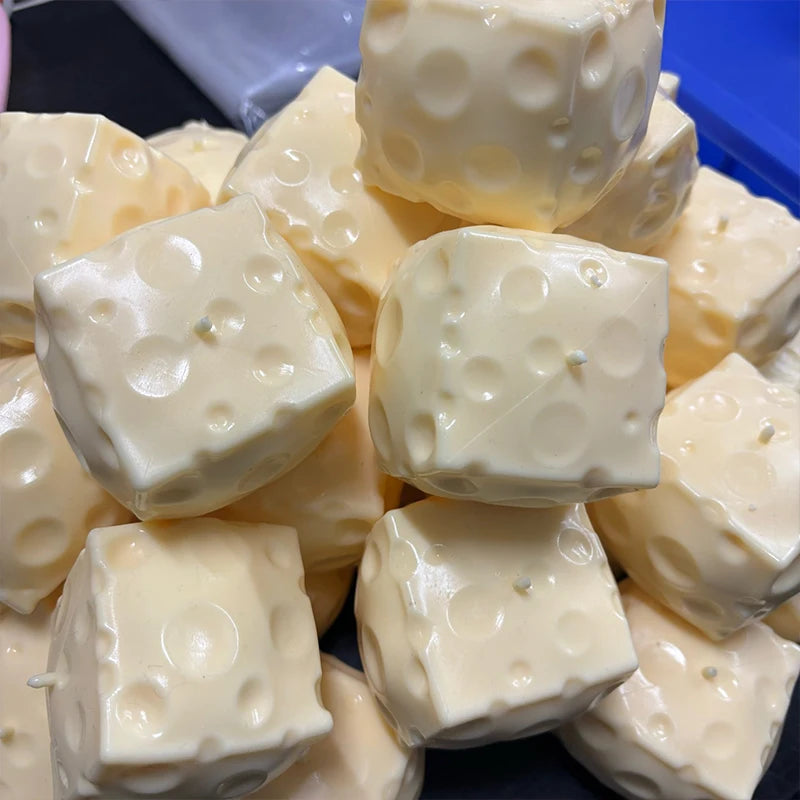 Crunchy Squishy Cheese Cube Stress Ball Homemade Soft Cheese Squeeze Fidget Toy ASMR Sensory Anti Stress Toys Gift for Adult