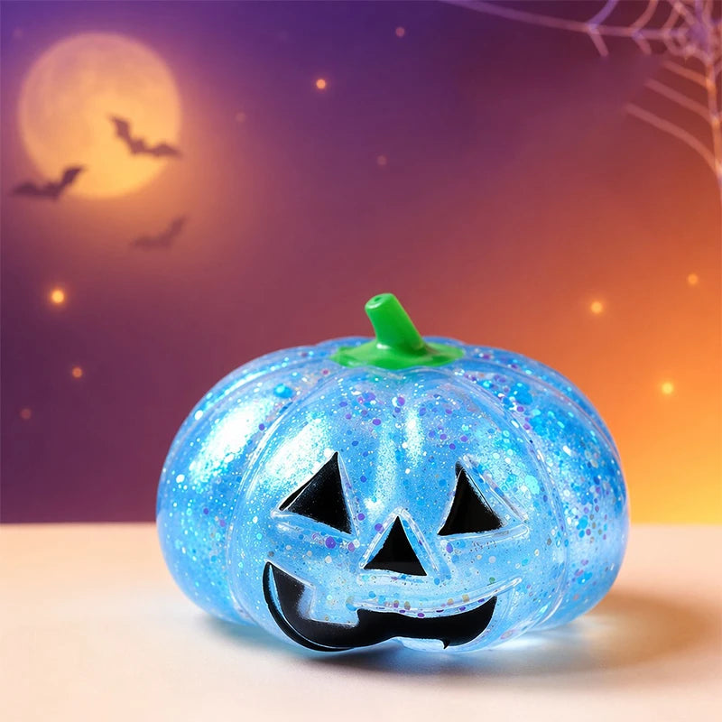 Halloween Glitter Pumpkin Squishy Squeeze Maltose Texture Stress Relief Cute Pumpkin Face Decompression Fidget Halloween Gift