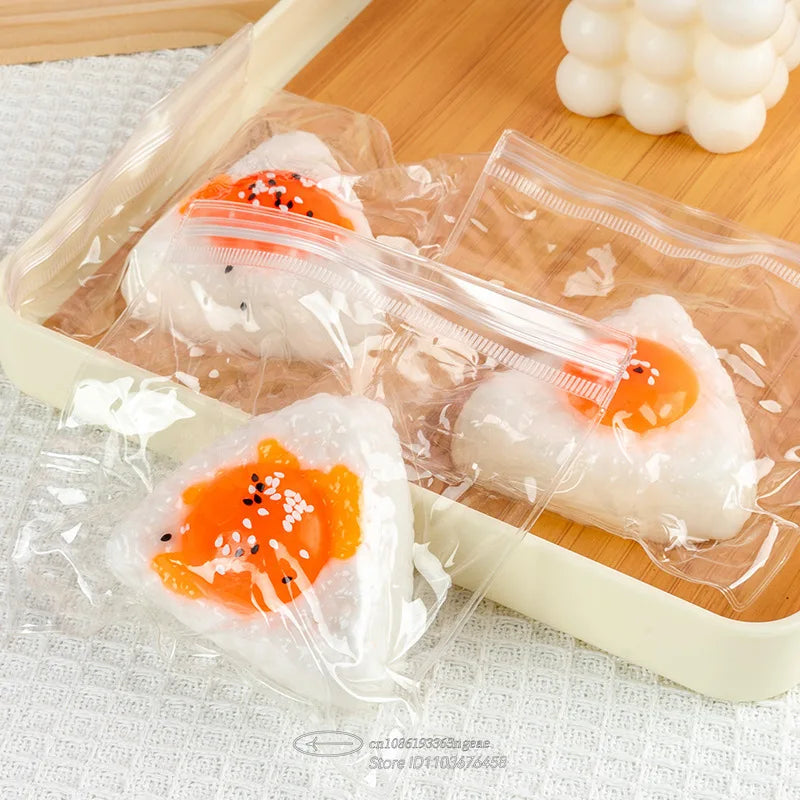 Egg Yolk Squishy Toy - Food-Safe Silicone Stress Ball, Kawaii Rice Ball Popping Fidget Sensory Toy for Anxiety & Focus