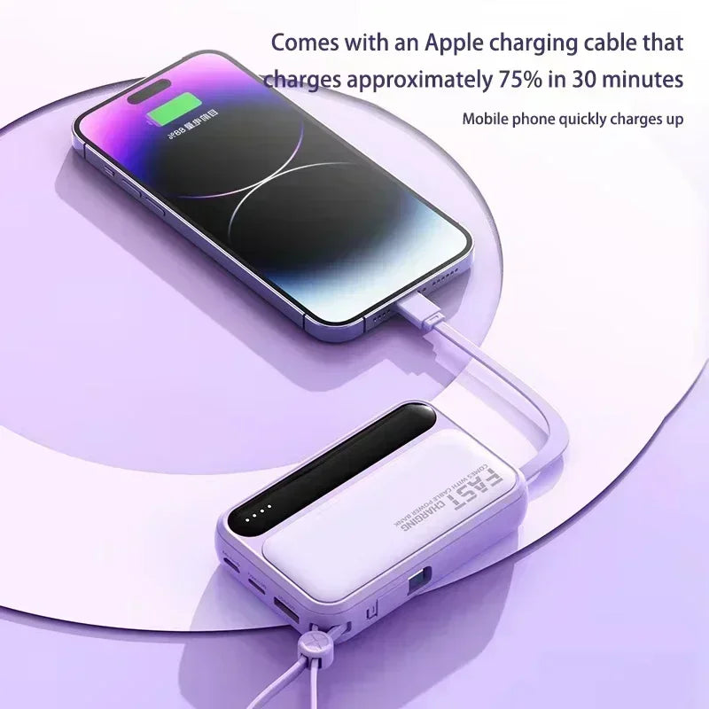 Lenovo 500000mAh Power Bank BuiIt in 4 Lines Super Fast Charging Large Capacity Portable External Battery for All Phones 2026New