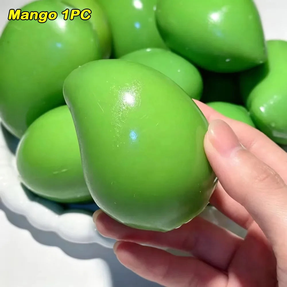 Handmade Crispy Lemon Stress Ball Squeeze Toy, Color-Changing Crunchy Mango Squishy Fidget Toy, ASMR Sensory Stress Relief Toy
