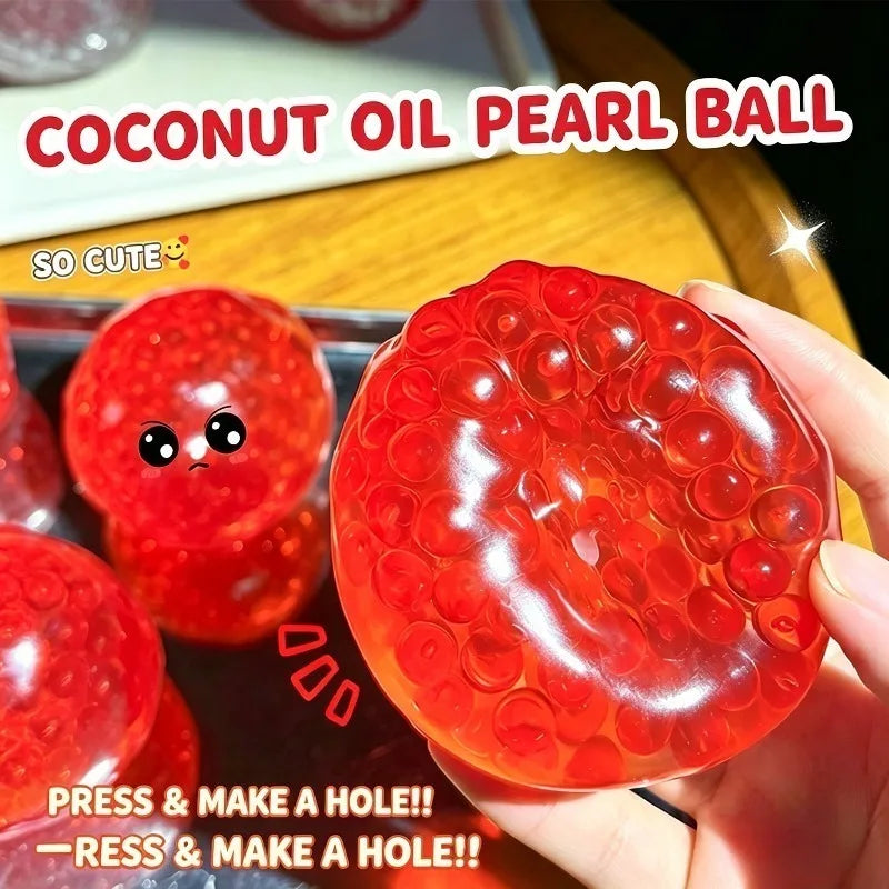 Coconut Oil Pearl Ball Squishy Caviar Bead Fidget Toy Squeeze Stress Relief Mochi Squishy Sensory Decompression Toy for Adults