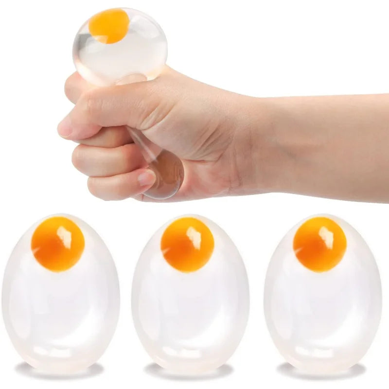 Funky Egg Squishy Ball - Clear Stress Relief Toy for Kids & Adults Anxiety Reducer, Squeeze Splat Sensory Fidget Toys
