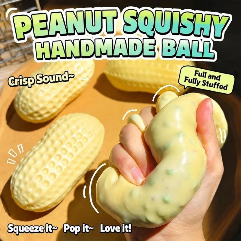 Crunchy Peanut Squishy Toys, Slow Rising Squeeze Fidget Toys for Anxiety Relief Realistic Food Stress Balls Birthday Gifts