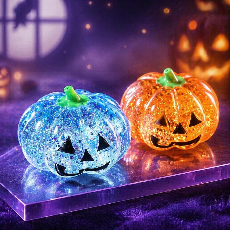 Halloween Glitter Pumpkin Squishy Squeeze Maltose Texture Stress Relief Cute Pumpkin Face Decompression Fidget Halloween Gift